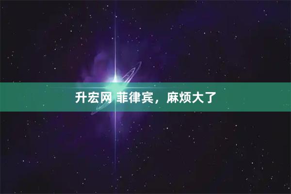 升宏网 菲律宾，麻烦大了